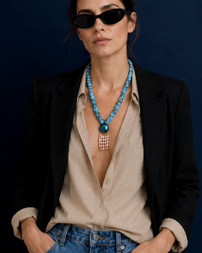 Collar Plumas doradas